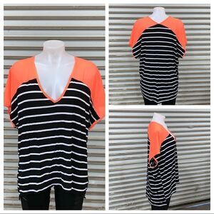 Umgee cotton blend short sleeve stripped top